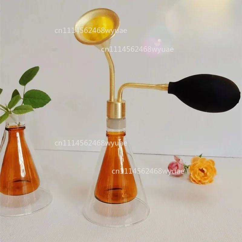 Creative Glass Scent Bottle Brass Decor Vessel for Perfume Essential Oil Liquor Coffee Bean
