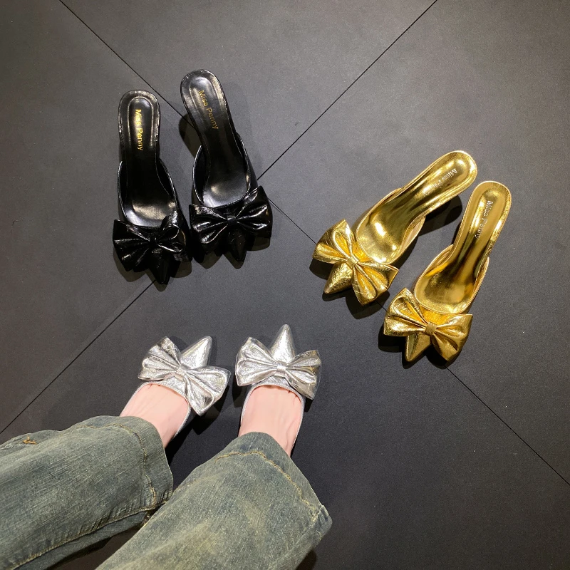 

Лидер продаж, женские простые и элегантные сандалии без шнуровки, лето 2025 года, сандалии с острым носком, женская модная обувь на высоком каблуке