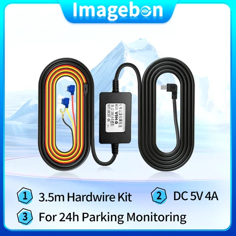 Imagebon 5V 4A 3.5m Buck Line ACC Hardwire Kit Used For 24h Parking Monitoring Time Lapse Car DVR