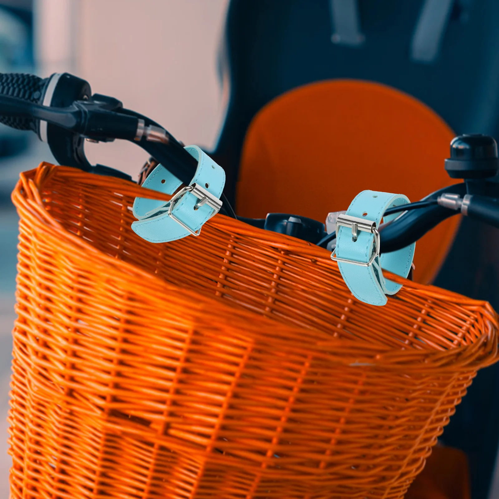 1Pair Bicycle Basket Straps Adjustable PU Strap for Bike Handlebar Front Basket Outdoor Travel Accessory Bike Strap