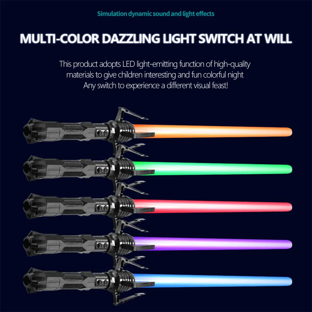 Sabre de Luz Retrátil Infantil, Arma para Cosplay Jedi, Espada de Brinquedo Vermelha e Azul, Performance de Artes Marciais 2 em 1