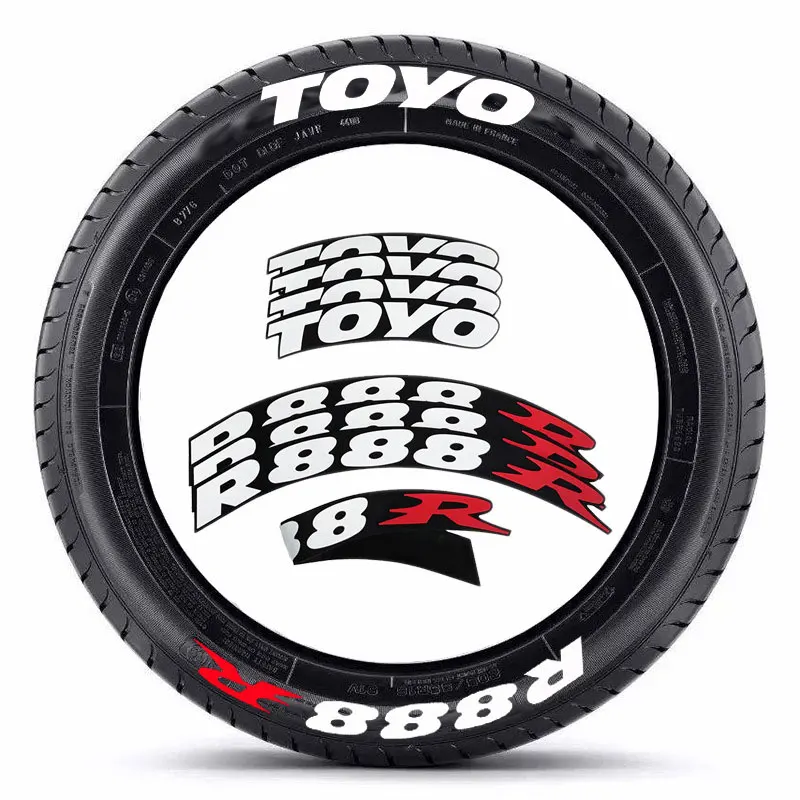 Toyo R888R Tire Sticker Car Motorcycle Modified Letter Stickers Automotive Interior Supplies for BMW Benz Audi VW Toyota Honda