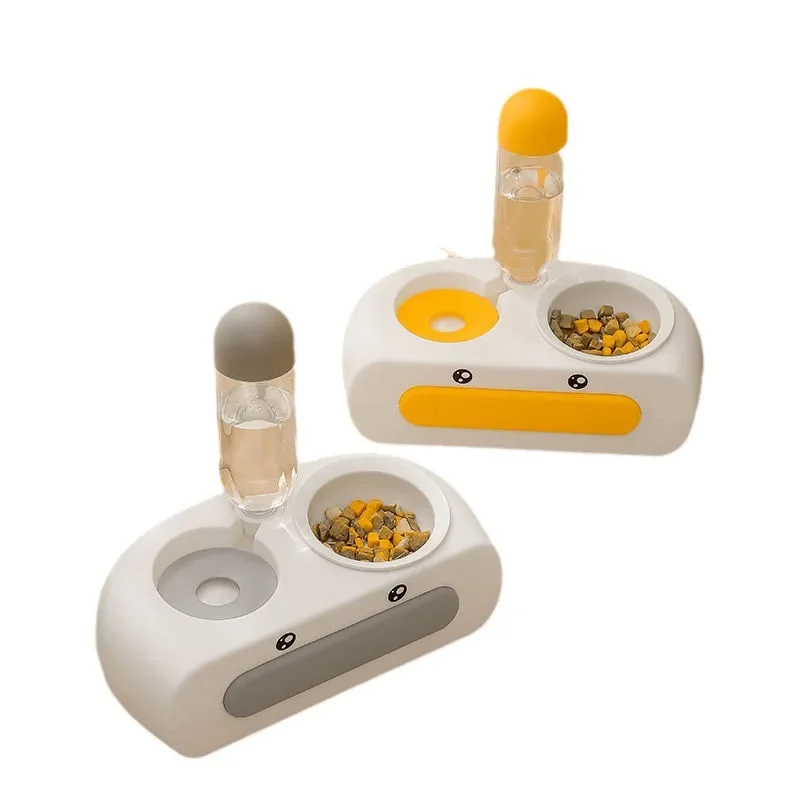 

Little yellow duck cat bowl double bowl automatic drinking water automatic feeding two-in-one