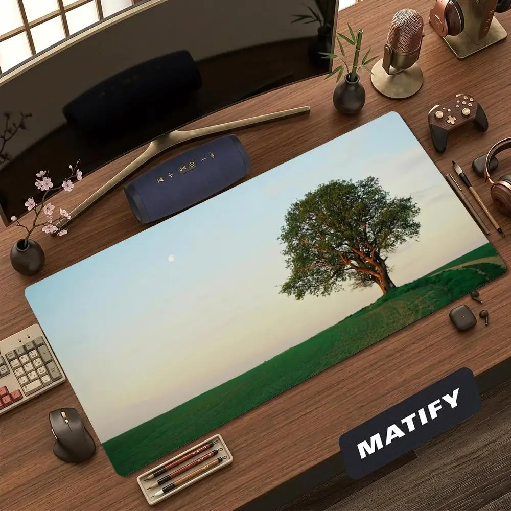 Warm Sunset Grassland Lone Tree Scenic Non-slip Mat Large Pc Gamer Cabinet Keyboard Deskmat Gaming Accessories Mousepad XXL