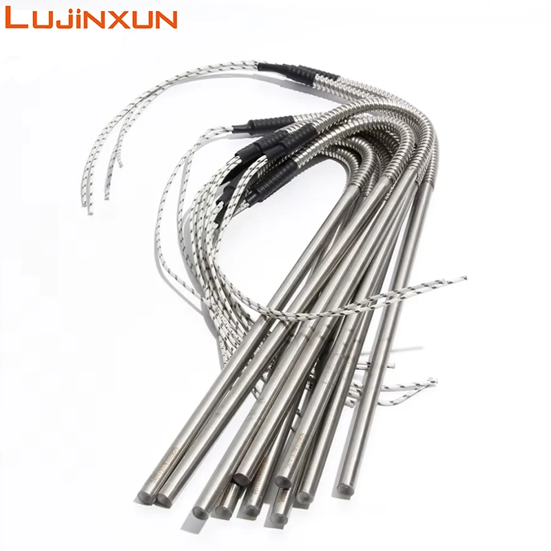 LUJINXUN Cartridge Heater Element Single Head Straight Heating Pipe with Hose 8/10mm Dia. 110V/220V/380V 50/80/100mm Length 1pc