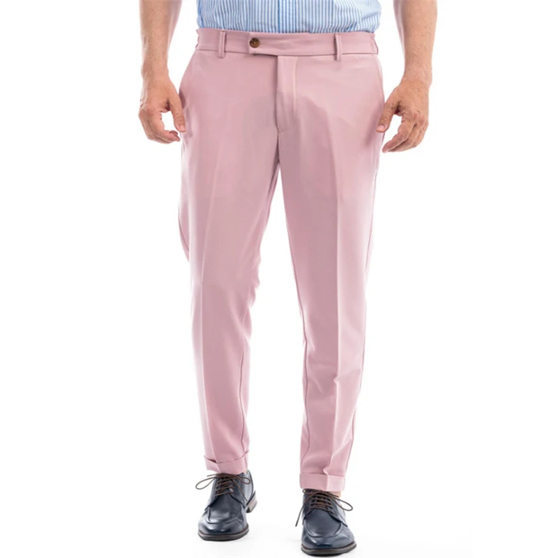 Pantalon droit décontracté à lacets pour homme, vêtement de travail, de bureau, de couleur unie, à la mode, avec ceinture, collection automne