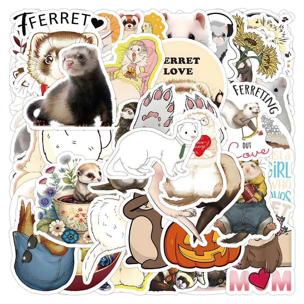 

10/30/52PCS Cartoon Cute Ferrets Animal Stickers Decals Decoration DIY Phone Notebook Suitcase Laptop Fridge Wall Sticker Toy
