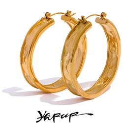 Yhpup 42mm High Quality Cast 316l Stainless Steel Round Big Hoop Earrings Minimalist Metal Fashion PVD Gold Color Jewelry Women