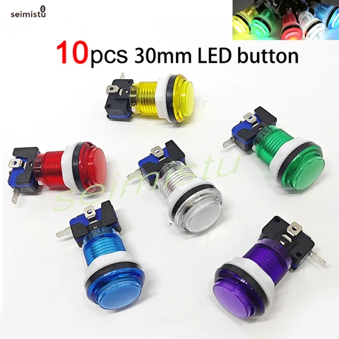 10 pcs LED Arcade Game Push Button 5V 12v Led Light Illuminated Blub…
