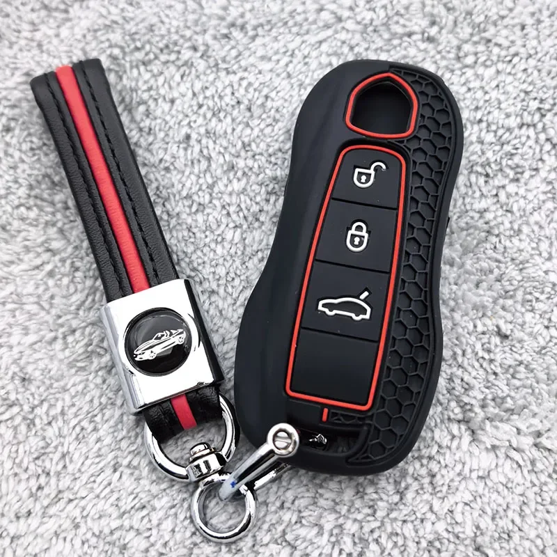 For Porsche Panamera Spyder Carrera Macan Cayman Cayenne 911 970 981 991 Silicone Car Key Case  Keychains Cover Shell Fob