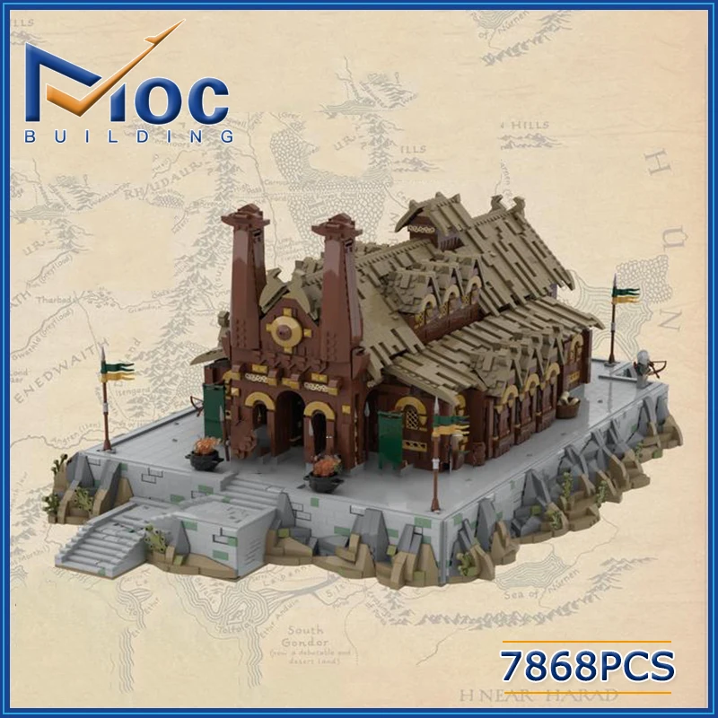 MOC Building Blocks Rings Movie Series UCS Golden Hall Model DIY Assembly Bricks Creative Collection Toys Xmas Gifts