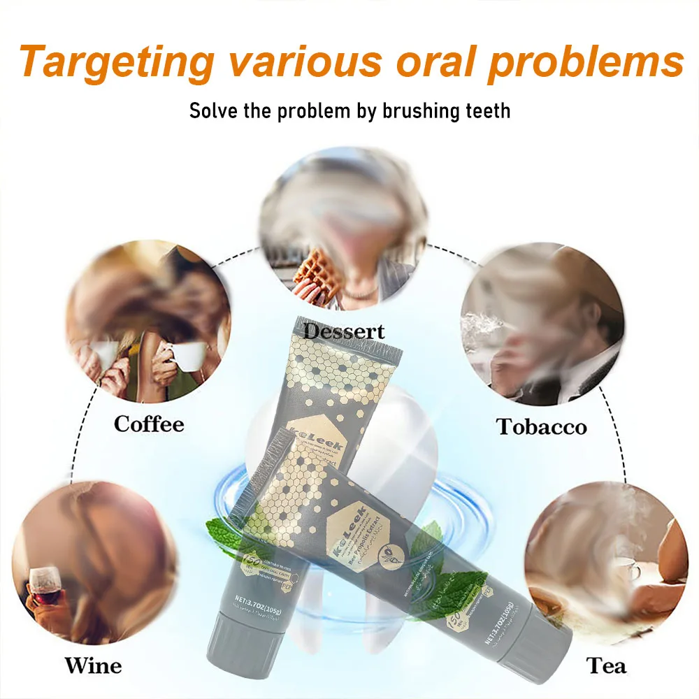

KeLeek Bee Propolis Extract Whitening Toothpaste Bad breath remover repair fluoride-free gum care family pack 7pcs
