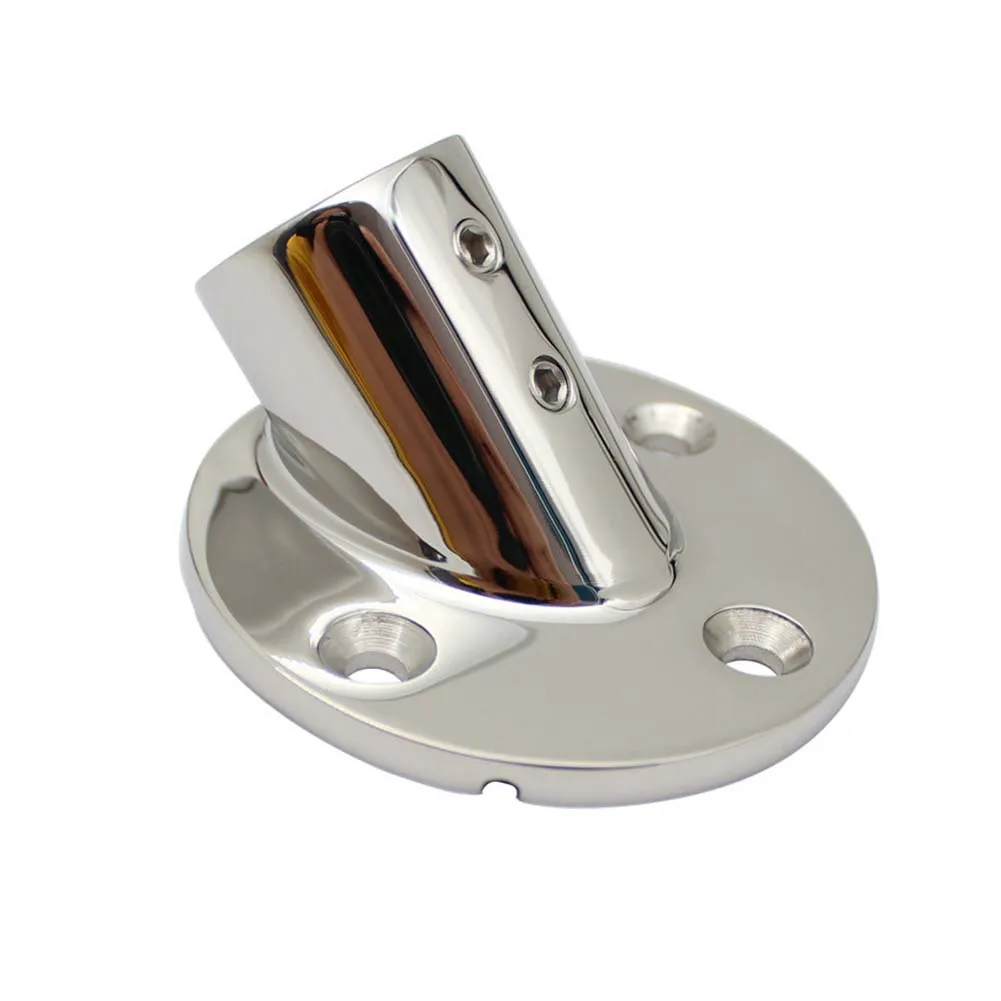 Boat Handrail Round Tube Base Direct Installation Front Reliability Silver Stainless Steel Brand New.high Quality