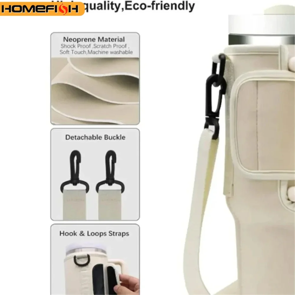 Bolsa Crossbody para Garrafa de Água de 30/40Oz, Acessório Reutilizável para Garrafa de Água, Bolsa Térmica Portátil com Alça Ajustável