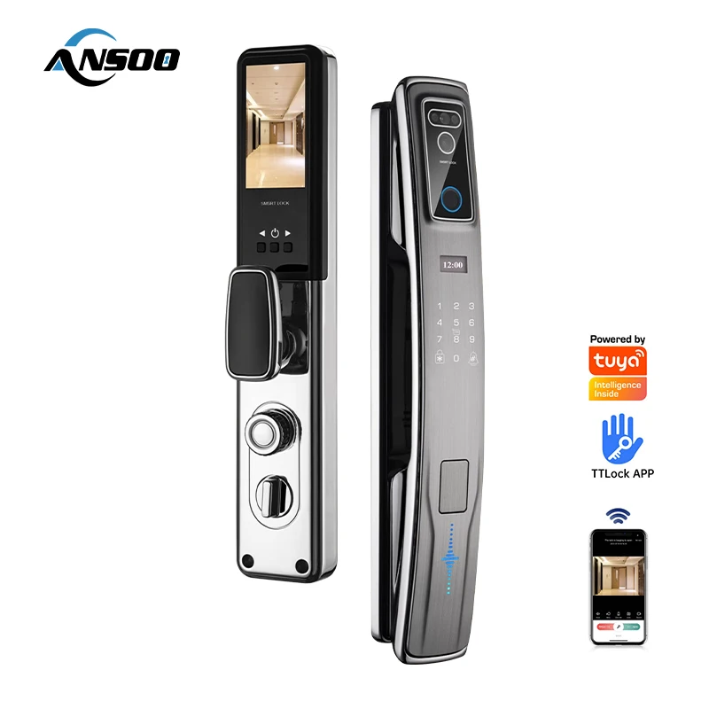 

Automatic Camera 3D Face Recognition fingerprint TUYA WIFI remote cards Digital electric Smart Door Lock With Door Bell