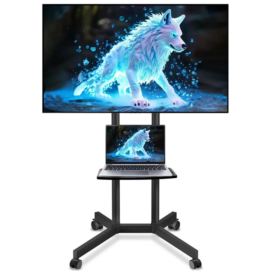 

Grace Rolling TV Stand with Wheels for 3275 Inch TVs up to 88lbs, Portable TV Stand with Shelf, Mobile TV Cart for Living Room,