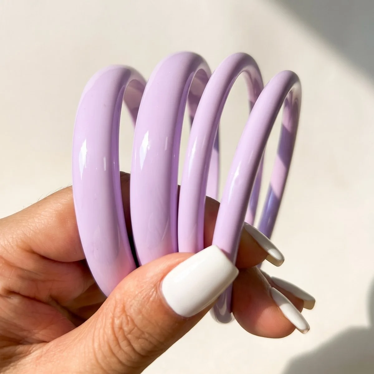 4pc Punk Stackable Resin Acrylic Round Bracelet Set for Women