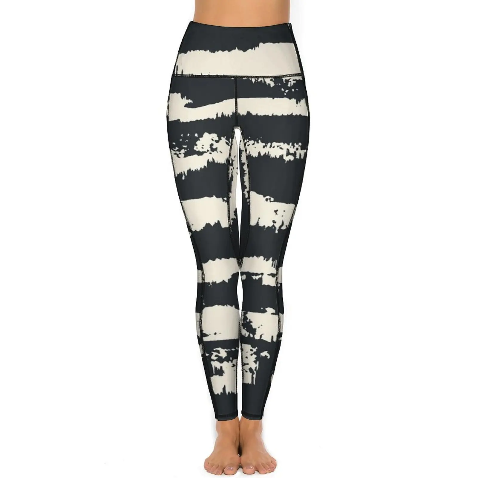 Leggings con estampado Tie Dye negro, pantalones de Yoga de gimnasio a rayas abstractas, Leggings Vintage de cintura alta, medias deportivas de secado rápido, regalo