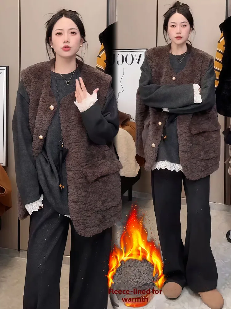 Warm Fce Gevoerd Vest Bovenkleding Pendelen Sle Damesjas Grote Maat Kleine Fraance Sle Koreaanse Versie Herfst Winter Fas...