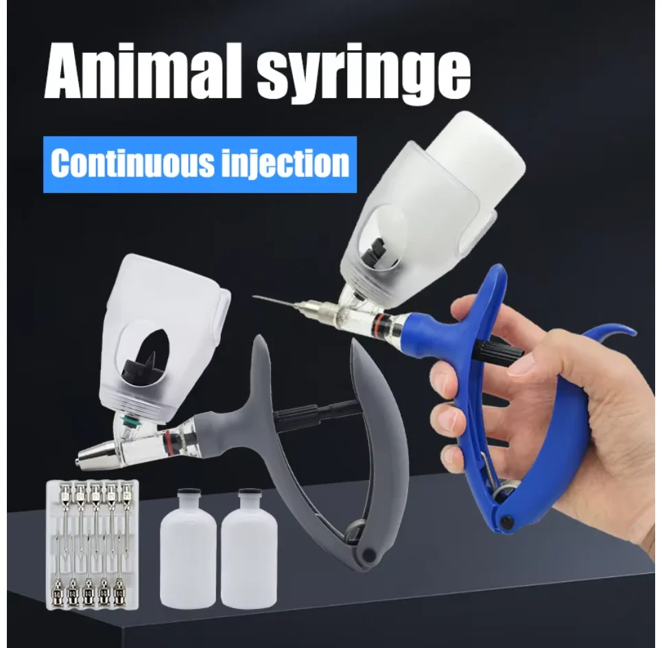 2/5ml Automatic Injection Syringe Poultry Veterinary Continuous Syringe Adjustable For Livestock Chicken Pig Cow Cattle Sheep