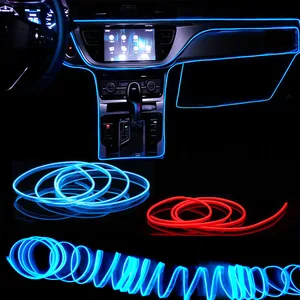 Lâmpada Decorativa LED Interior do carro, EL Fiação Neon Strip para Auto, DIY Luz Ambiente Flexível, Diodo de Atmosfera USB, Festa, 1m, 3m, 5m 8 principais vendas virtus acessório - №3