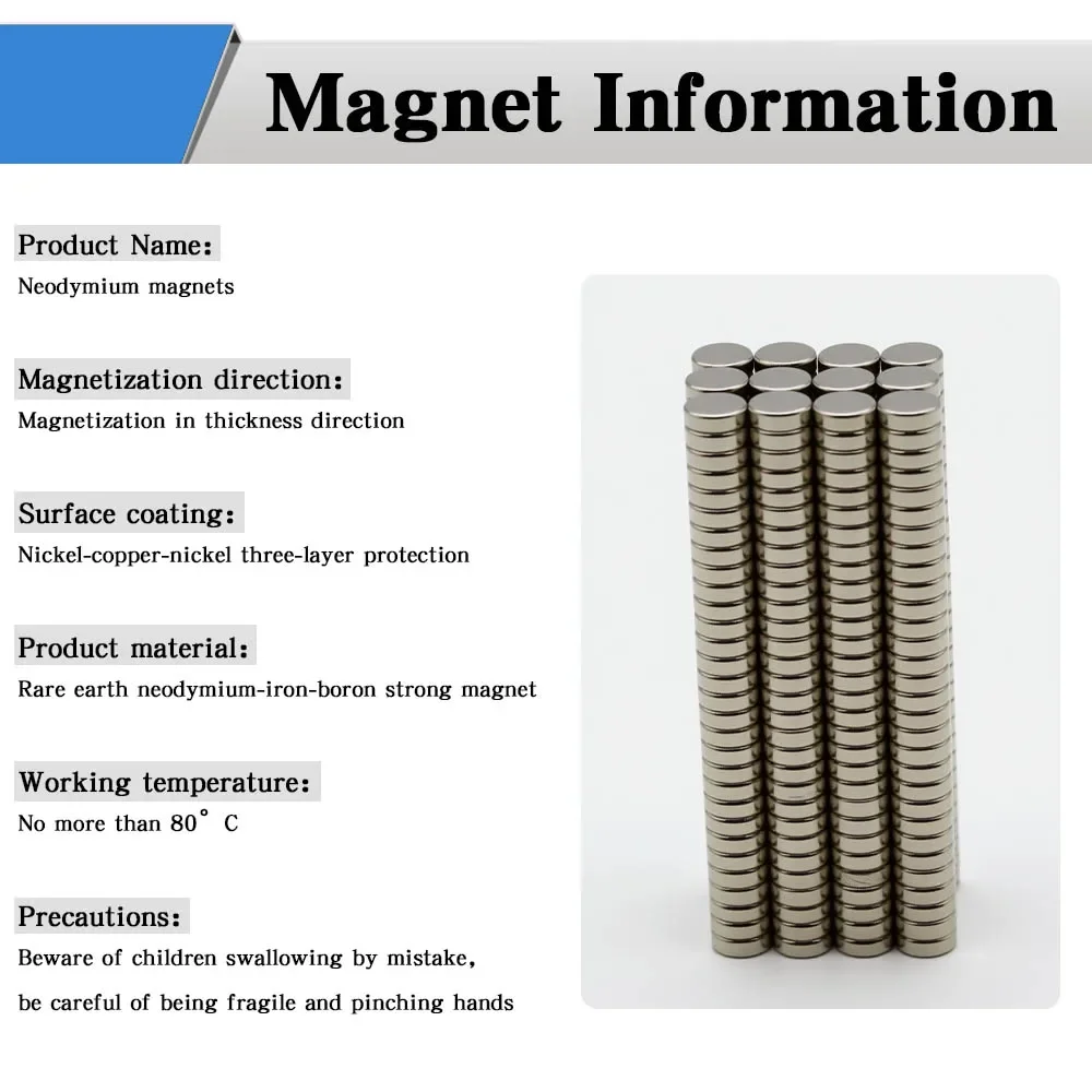 5x2mm Super Powerful Round Magnet Neodymium Magnet NdfeB N35 Strong Permanent Magnetic imanes Refrigerator Magnet