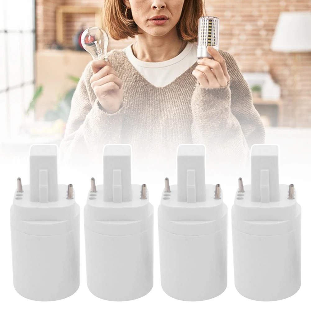 4pcs G-24 to E27 Light Bulb Socket Adapter Converter Sturdy Fireproof Lamp Base Holder for LED Halogen Bulbs Easy Install