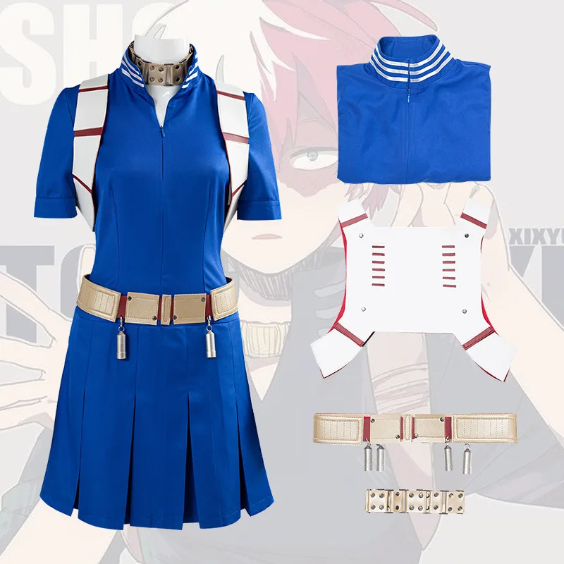 Vestido de Cosplay de My Hero Academia Shoto Todoroki, uniforme de batalla azul de Boku No Hero Academia, disfraz de Halloween para mujeres y niñas