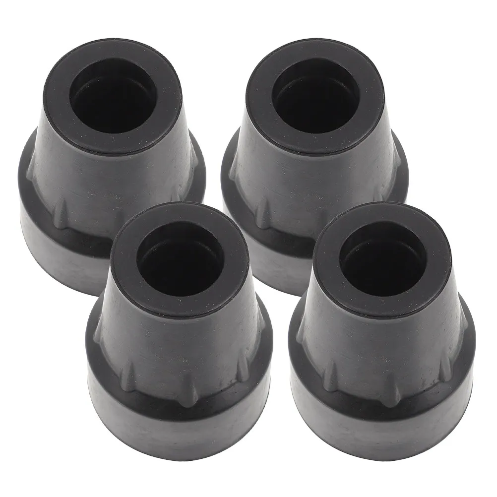 4Pcs Walking Stick Rubber Tips Anti-Skid Wear Resistant Black Cane Covers Easy Install Fit 19Mm Metal Wooden Canes Hiking Pole