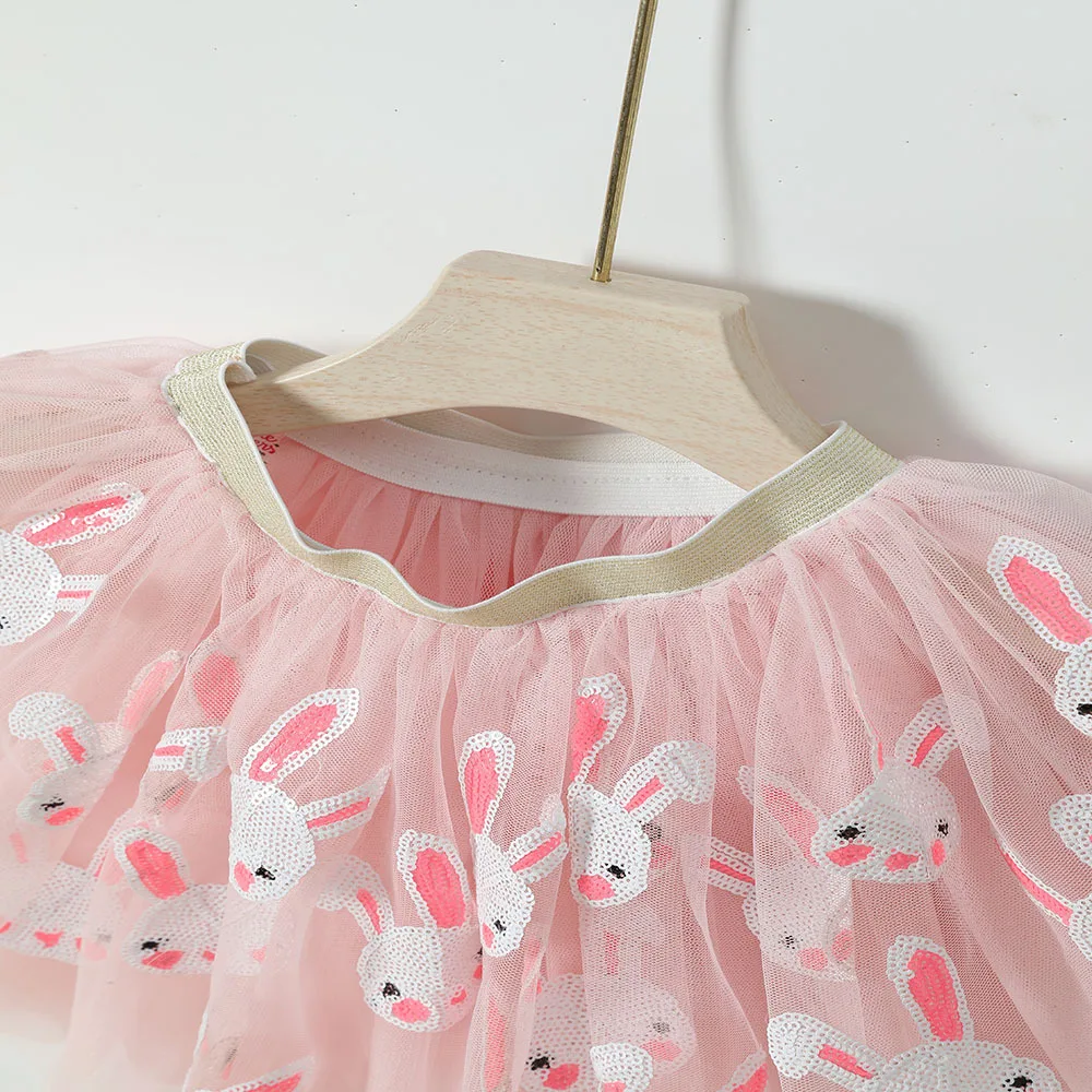 2025 new girl style children\'s half skirt Europe and the United States new mesh rabbit sequin Easter TUTU skirt