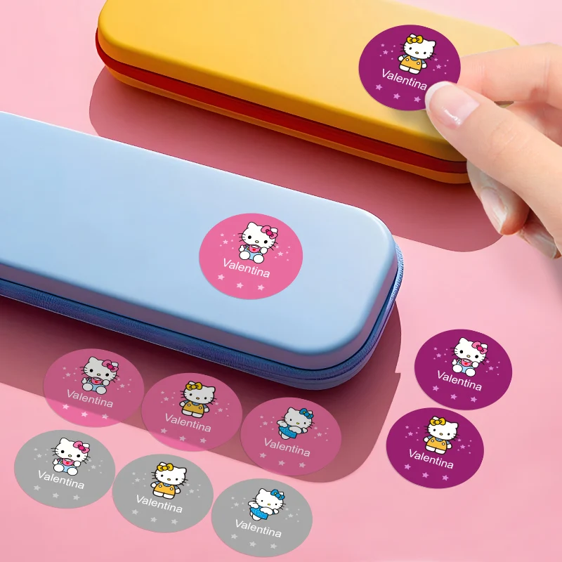 Hello Kitty Personalized Name Stickers Lovely Cartoon Label For Art Supplies Paint Brushes Sketchbooks Creativity Tools‌ view 3