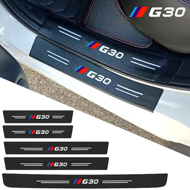 Carbon Fiber Car Styling Trunk Sill Decals for BMW G30 Emblem Door Threshold Stickers Entry Pedal Anti Scratch Durable Films