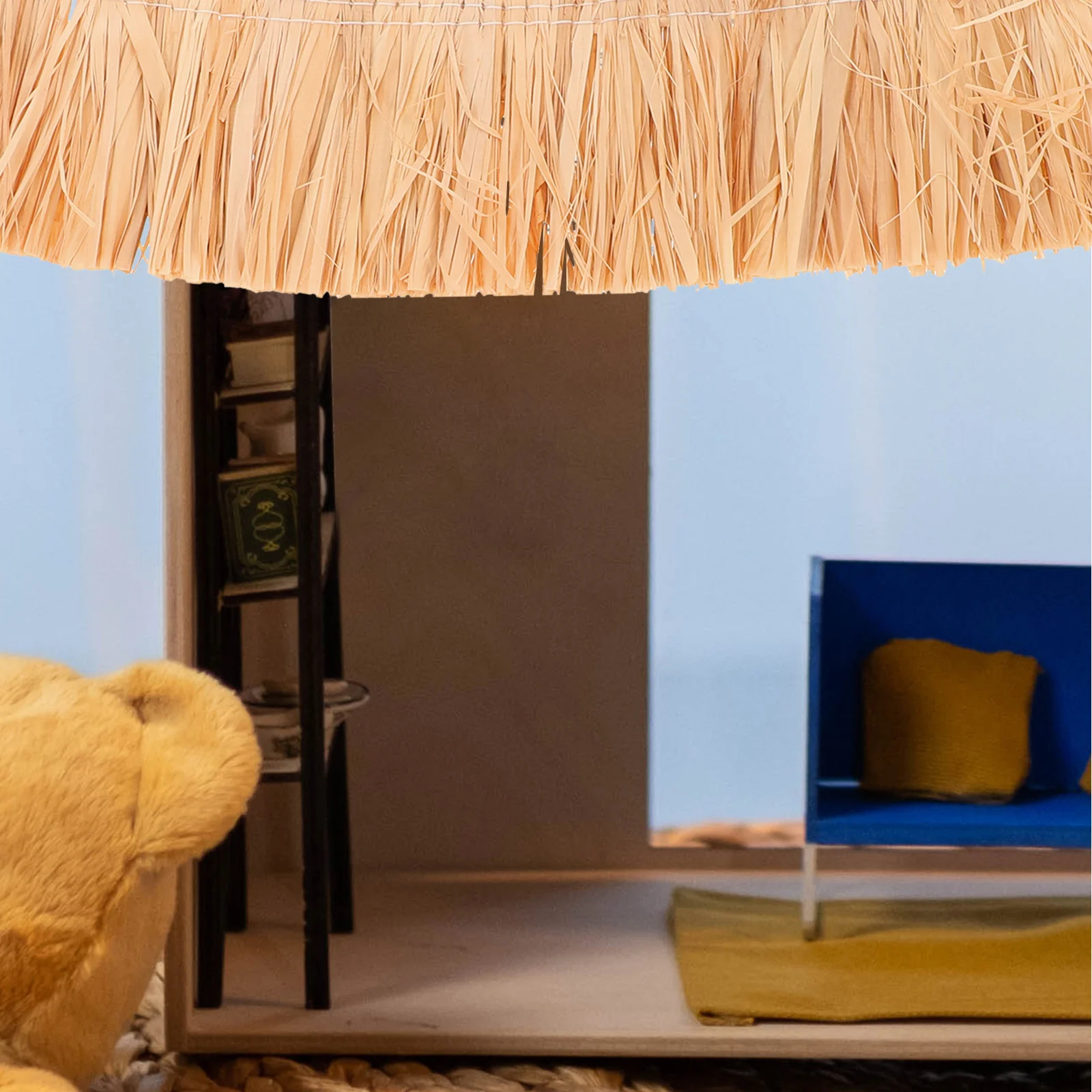 6 stks: Kunstmatige Rieten Dakbedekking Rollen Voor Poppenhuis Rieten Mini Hooi Decor Diy Craft Fairy Tuin Decoratie Huis