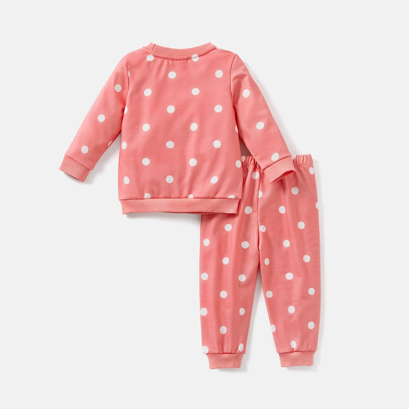 PatPat 2pcs Baby Girl/Boy Polka dots/Star Print Sweatshirt and Pants Set Perfect for Outings and Daily Wear Basic Style