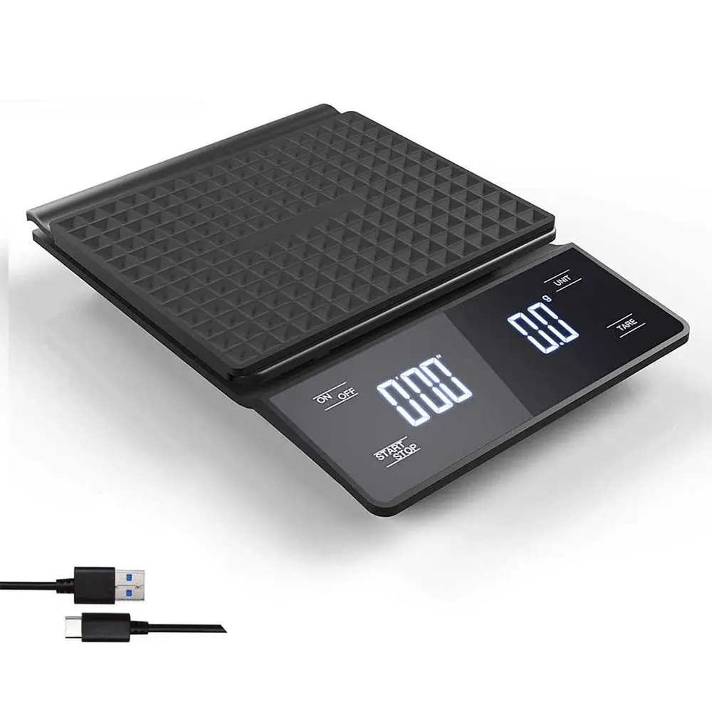 

Hot LCD Display Kitchen Scales 3Kg/0.1G With Timer Electronic Scale Pour Over Drip High Accurate Espresso Scale Home Kitchen