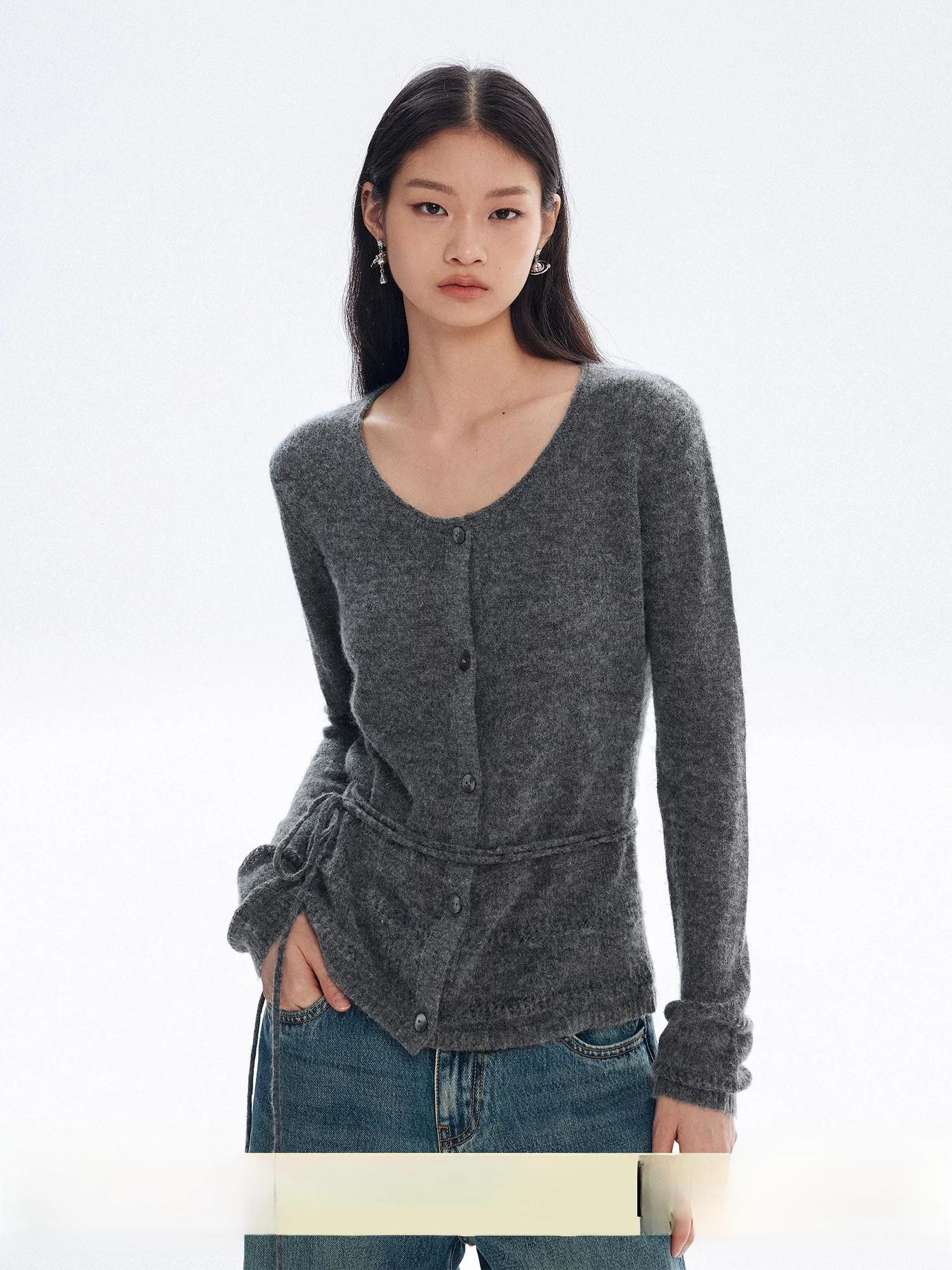 

Molycho Women's Long Sve V-Ne Knitted Open Cardigan Slim Fit Wrap Casual Sle Soft Skin-Friendly Sweater Top