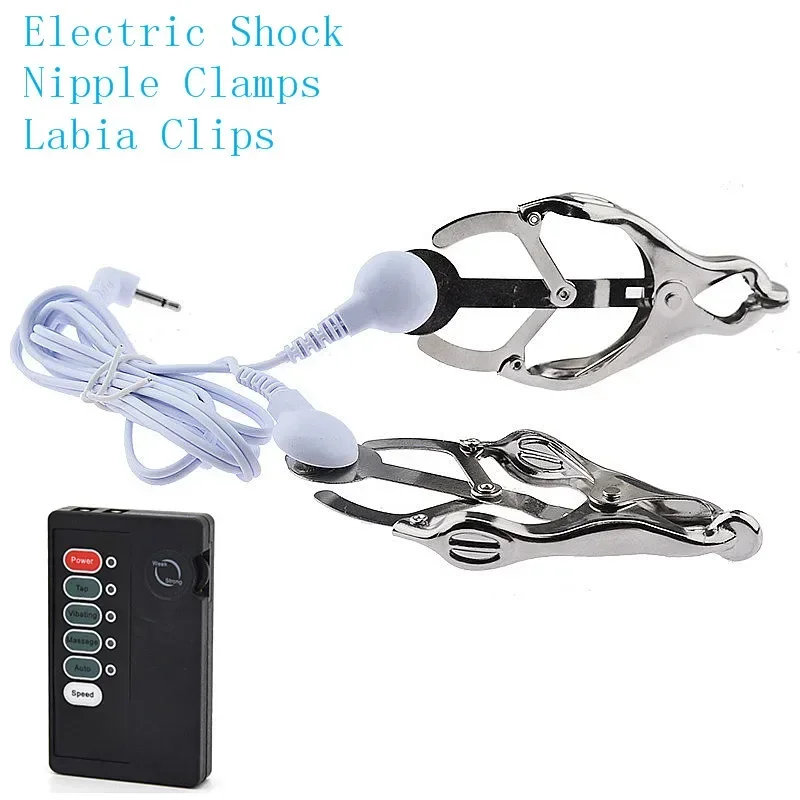 Pulse Massage Electric Shock Estim Nipple Clitoris Clamps Flirting Toy Conductive Clip Stimulation Fetish Sex Toys For Couples