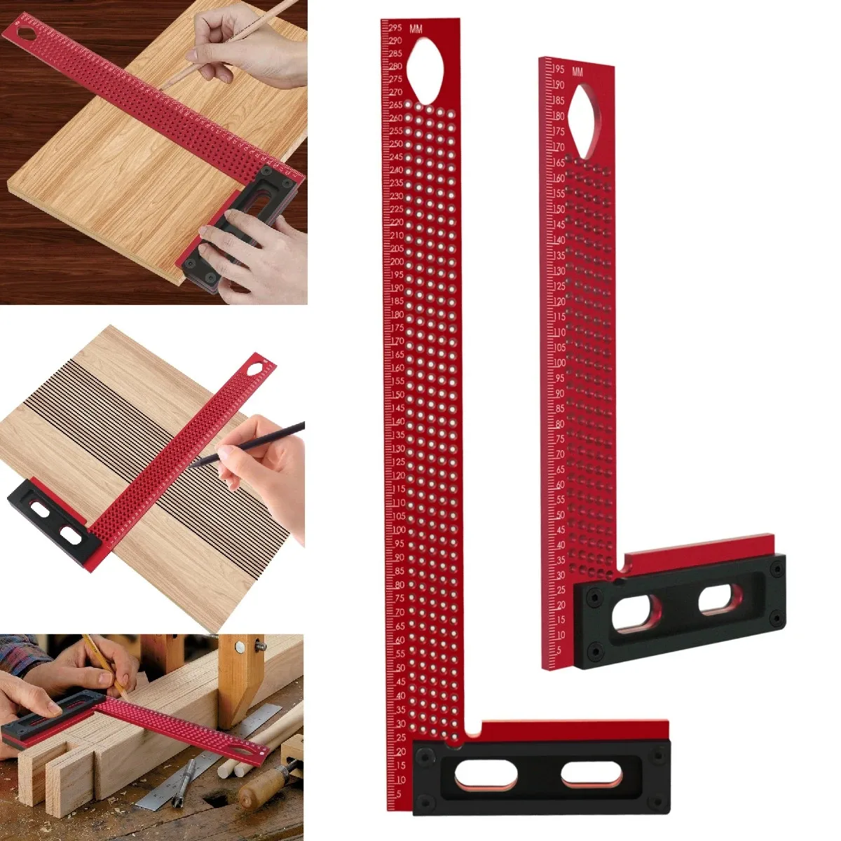 200/300mm Precision Scriber Aluminum Framing Mitre Square Right Angle Protractor