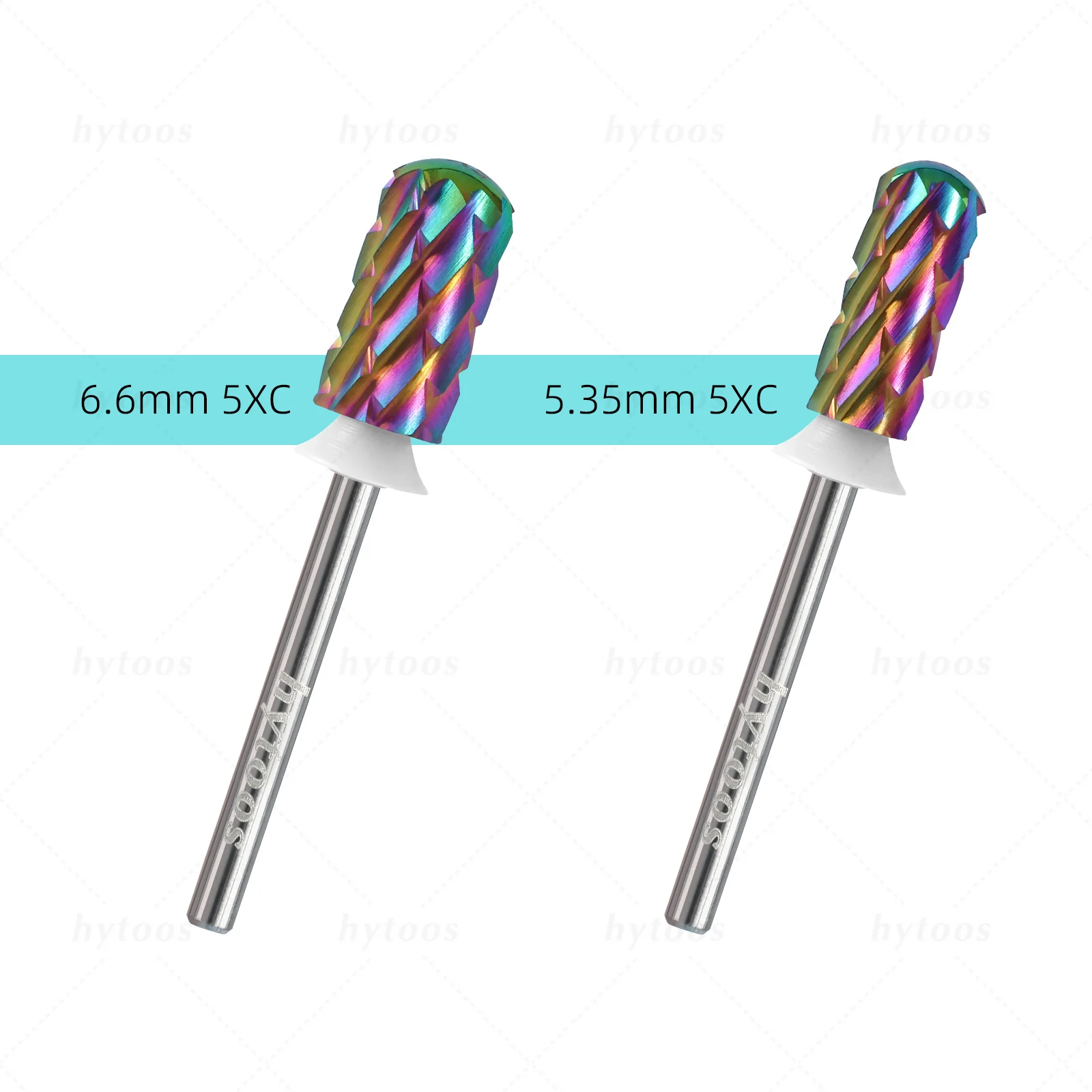 HYTOOS Sicurezza 5XC Punte da trapano per unghie in metallo duro Rivestimento TaC Punta a canna superiore liscia per rimozione gel spesso e acrilico Strumenti per manicure professionali