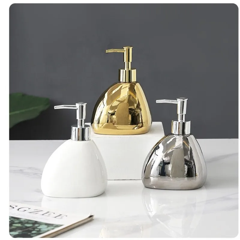 Silver Bathroom Accesssories Set Ceramics Liquid Soap Dispenser Home Decortion China Porcelain Washroom Kit for Soap Box