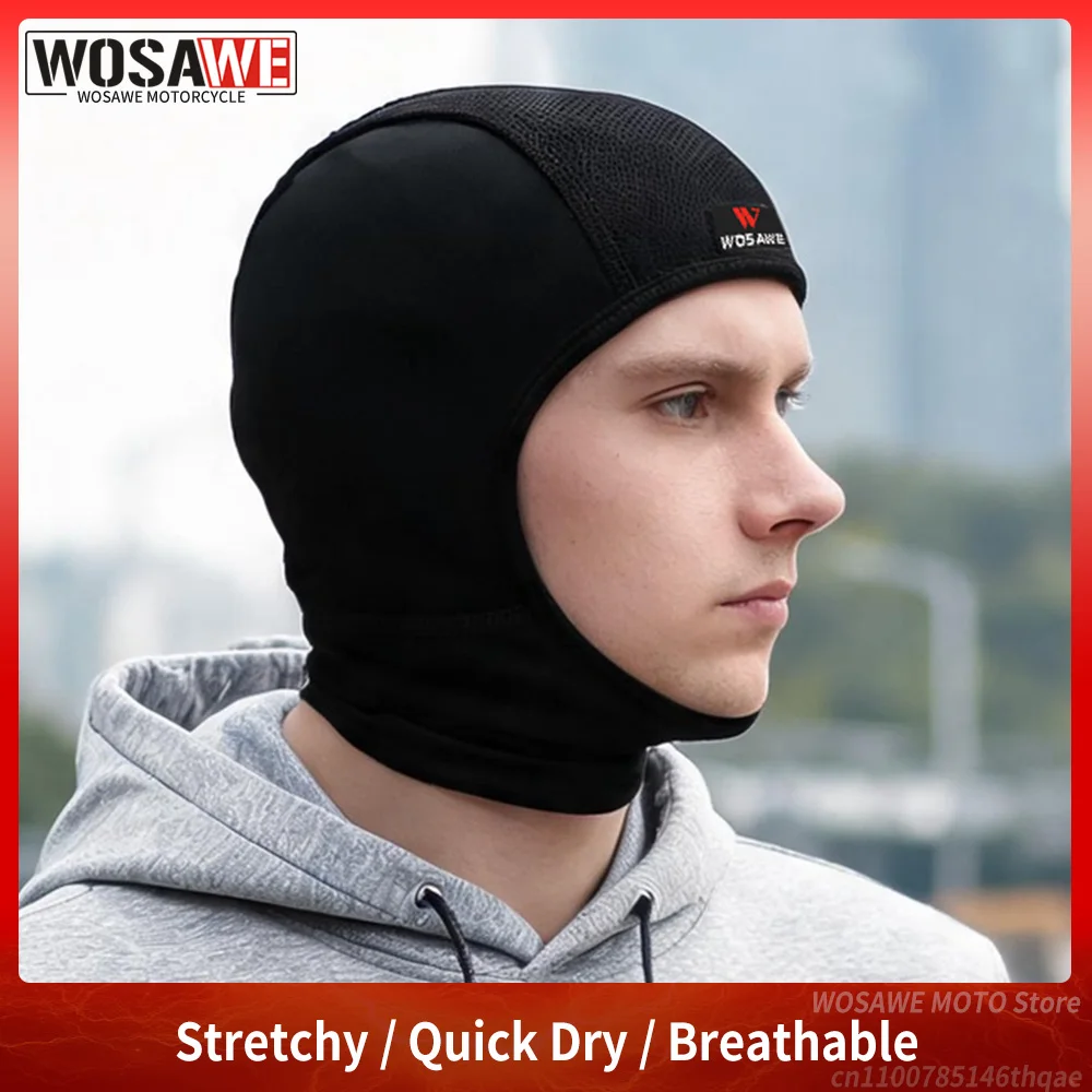 WOSAWE Unisex Motorcycle Balaclava Bike Chin Cover Quick Dry Breathable Cap Cycling Motocross Helmets Inner Lining Hat Headgear