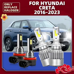 4x LED Headlight Bulbs + Auto Fog Lamps 12V 6000K Combo Conversion Kit For Hyundai CRETA 2016 2017 2018 2019 2020 2021 2022 2023