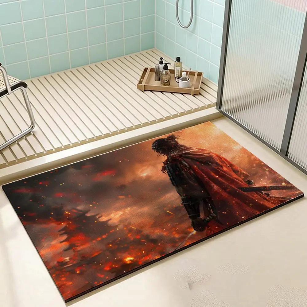 Floor Mat Diatomaceous Earth Bath Mat, QuickDrying, Water Absorb，MultiScene Household Floor Mat S-Sekiro:ShadowsDieTwice