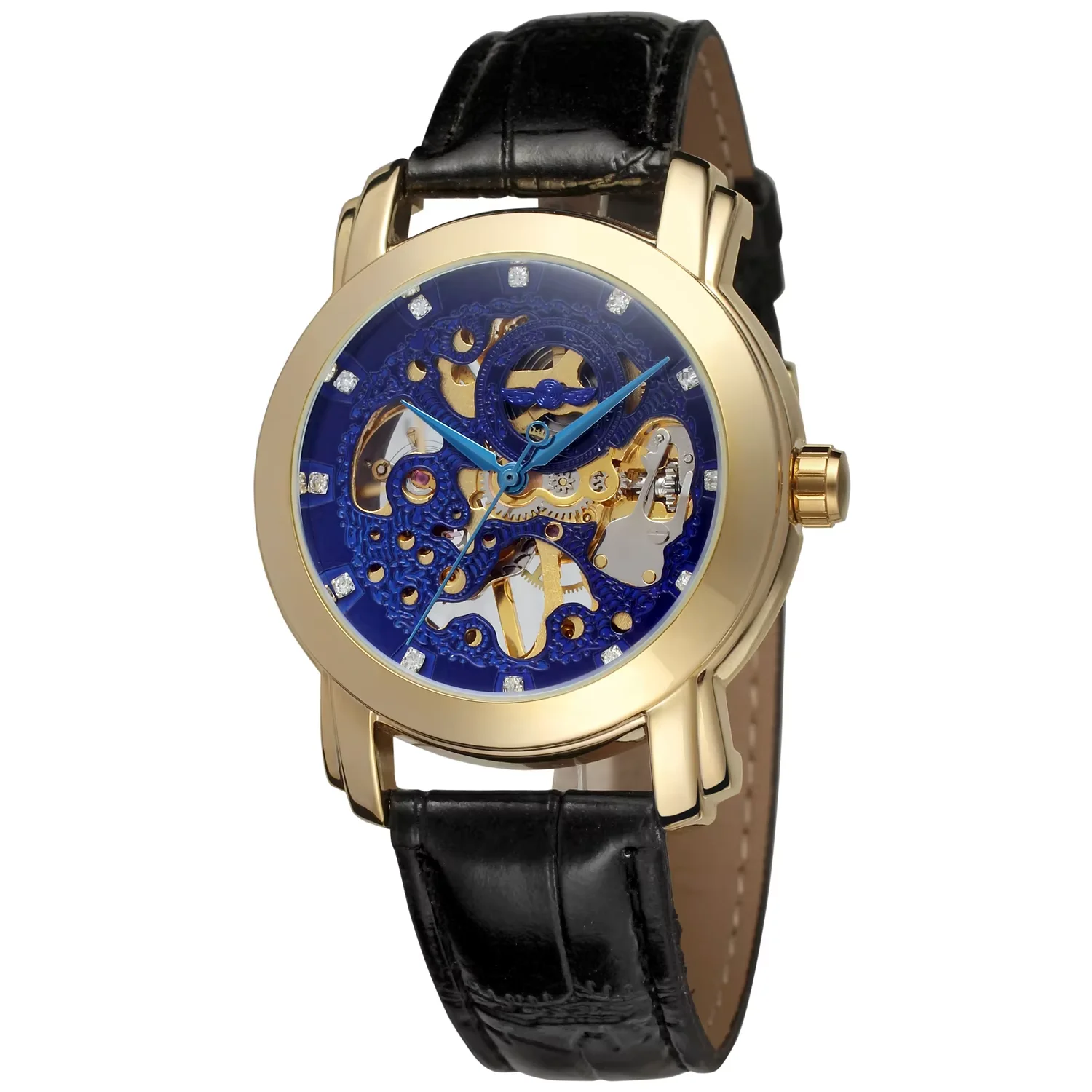 

T-winner Simple hollow blue Hand Mechanical Movement Automatic Mechanical Watch White Circular Men's Watch
