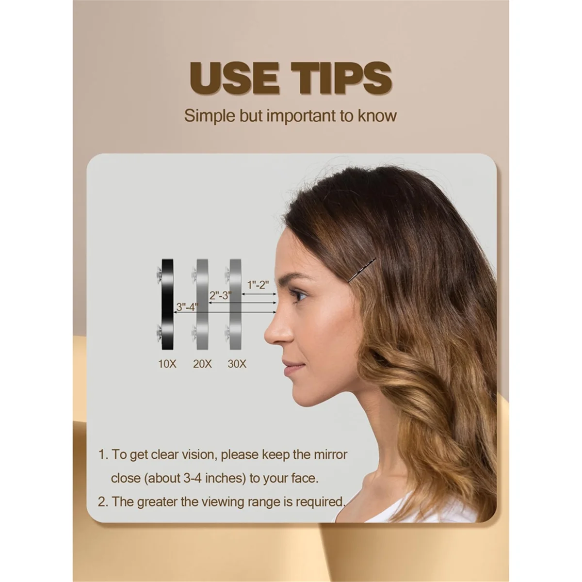 10X Magnifying Mirror with Tweezers Magnified Makeup Mirror with 2 Suction Cups for Grooming & Travel