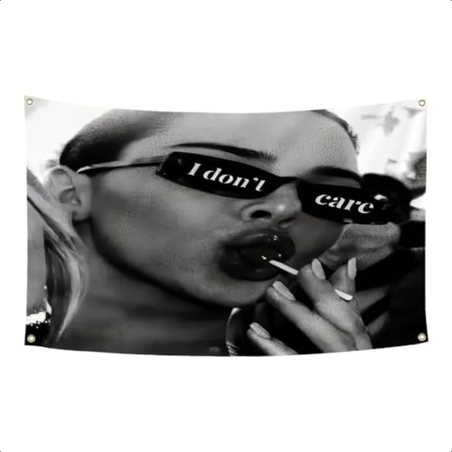 

Tapestry Black and White Flags I Don't Care Prints for Girl Living Room College Dorm Wall Decor 3X5 Feet