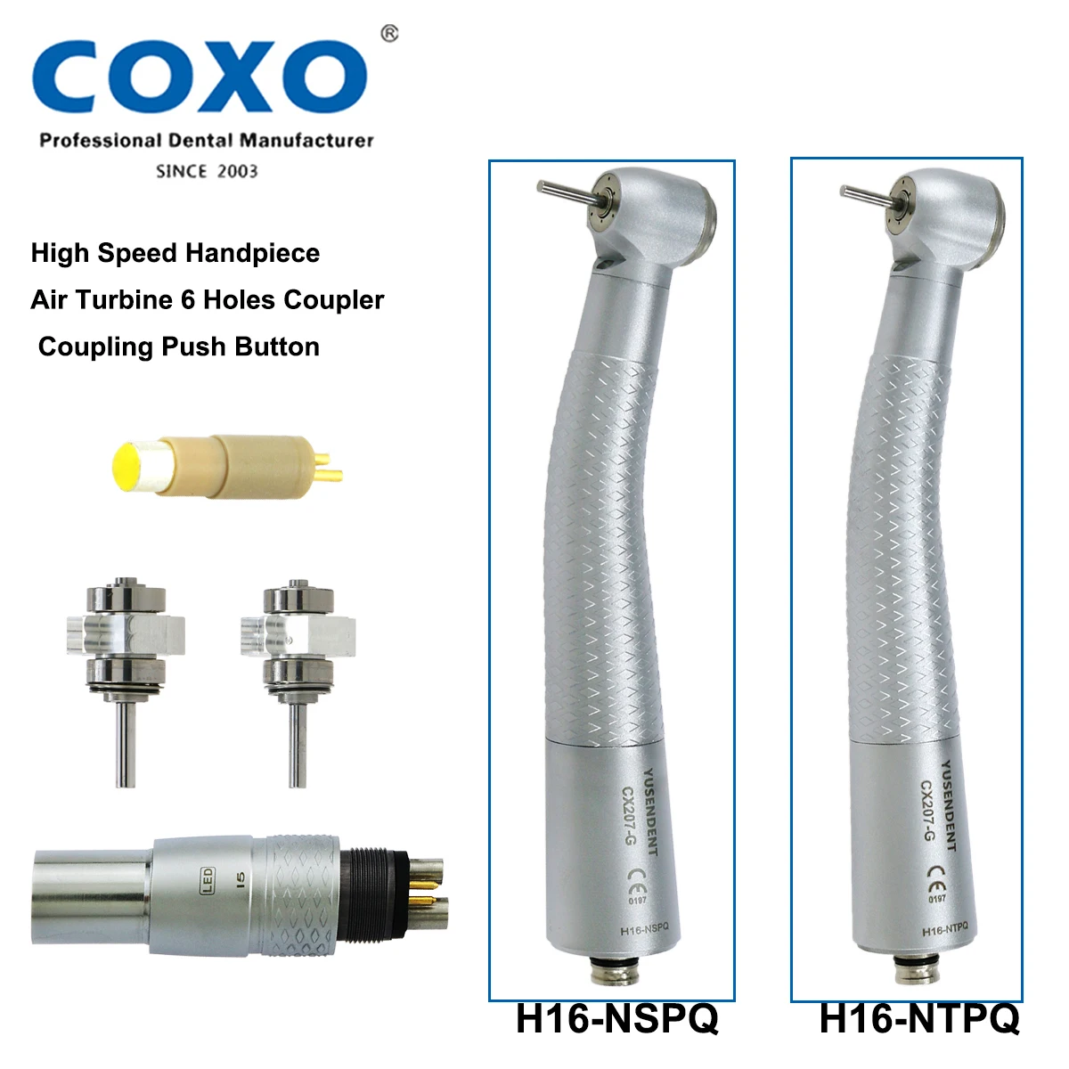 Coxo Tandheelkundige Glasvezel Hoge Snelheid Handstuk Luchtturbine Koppeling 6 Pin Standaard/Koppel Groot Hoofd Handstuk Fit Kavo Nsk