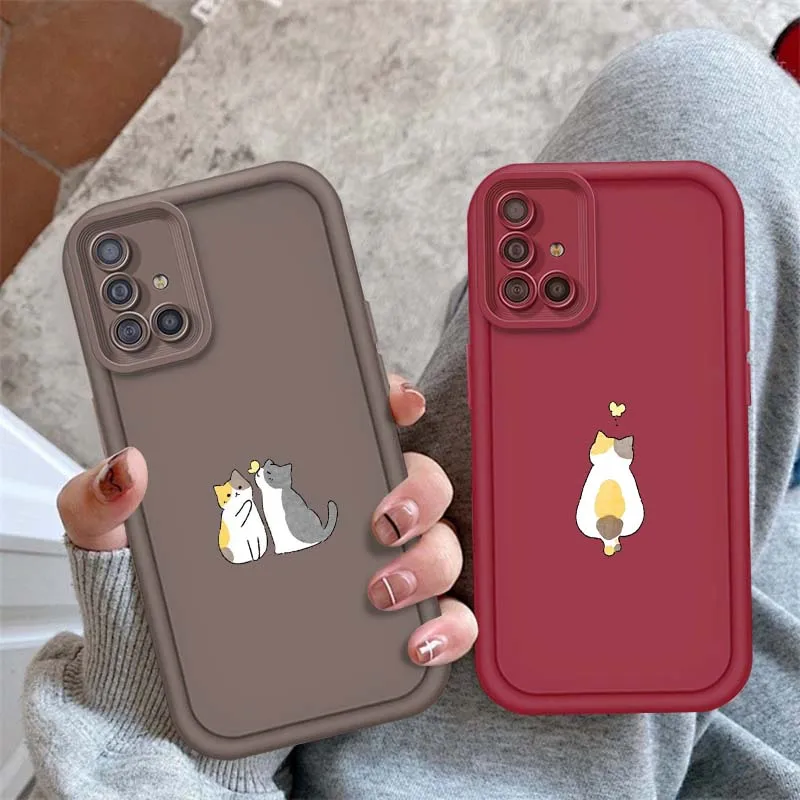 

Kitten style Cats simple For Samsung A73 A72 A56 A55 A54 A53 A35 A32 A25 A24 A23 A21s A14 A05 5G Eye Ladder Phone Case