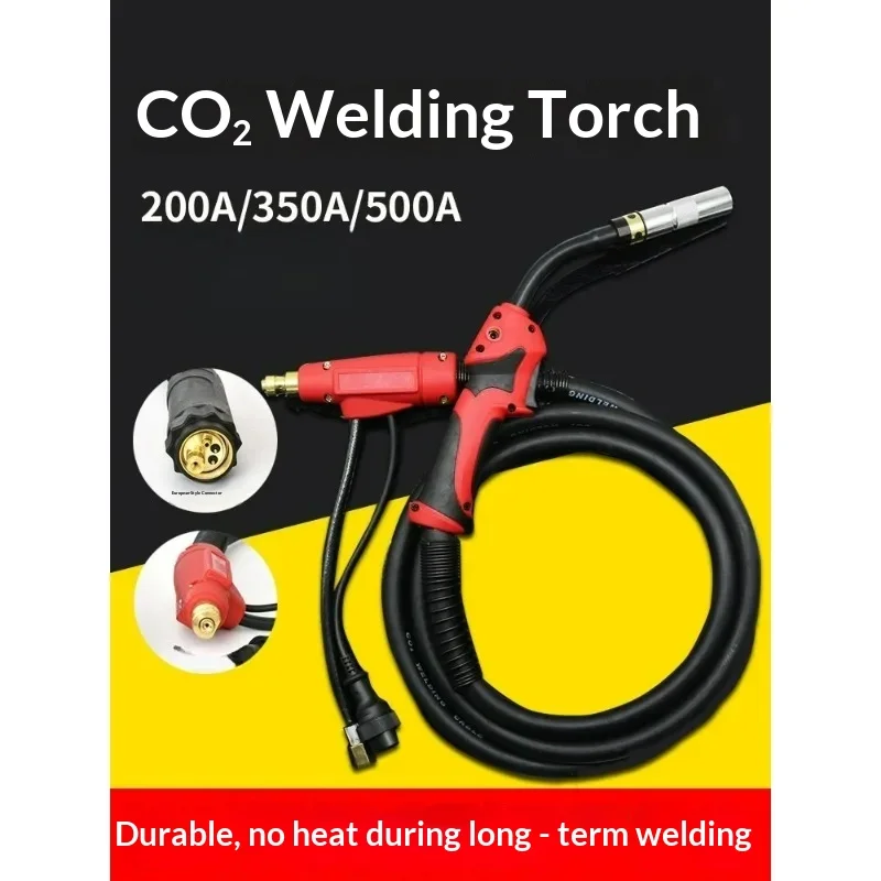 200A 350A 500A MIG Welding Torch Euro Style Extended Cable CO2 Machine Accessories