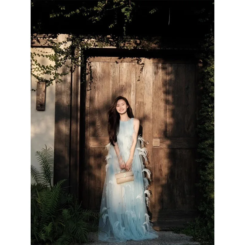 Chinese Style Engagement Banquet Dress High-End Light Luxury Niche Wedding Day Bride Casual Super Fairy Halter Dress